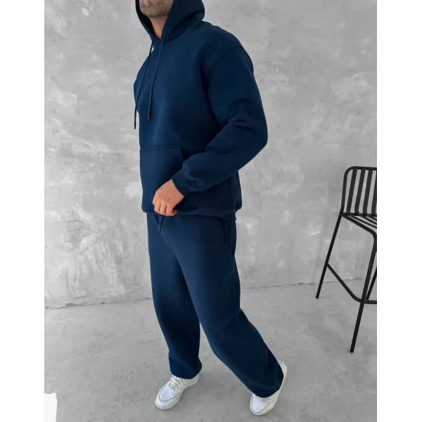 Üç İplik Kapüşonlu Eşofman Takım - Lacivert