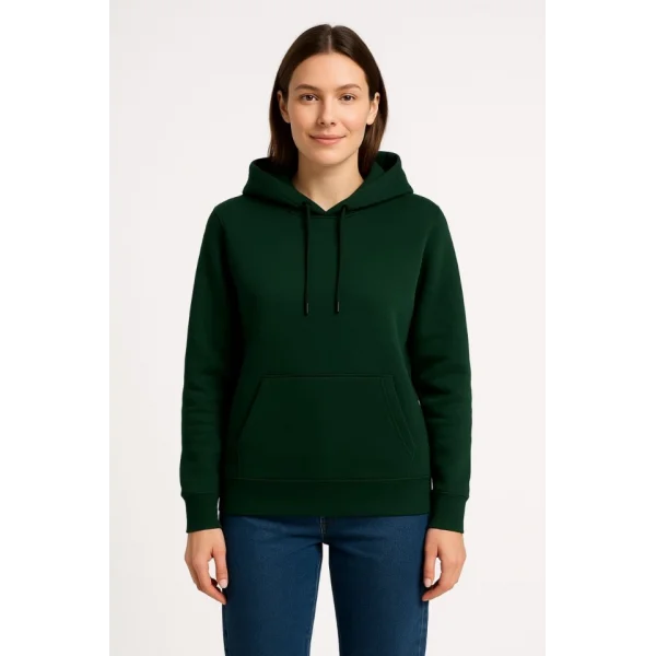 Üç İplik Kapüşonlu Kanguru Çepli SweatShirt Hoodie - Haki