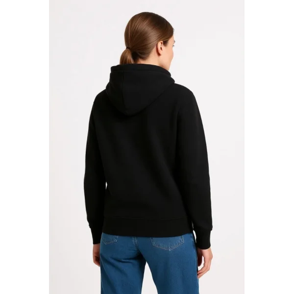 Üç İplik Kapüşonlu Kanguru Çepli SweatShirt Hoodie - Siyah