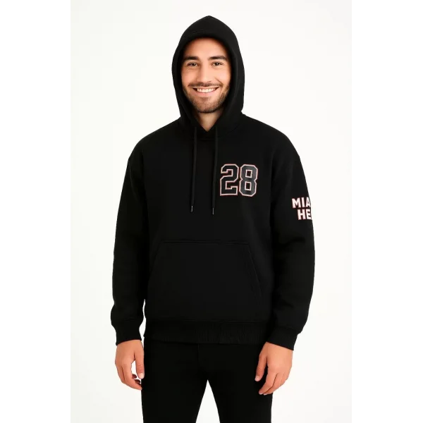 Erkek Kapşonlu Sweatshirt – Oversize Üç İplik Şardonlu Hoodie, “Other Lives” Ön & Arka Baskılı, Kanguru Cepli, Kışlık Rahat Günlük Stil - Siyah