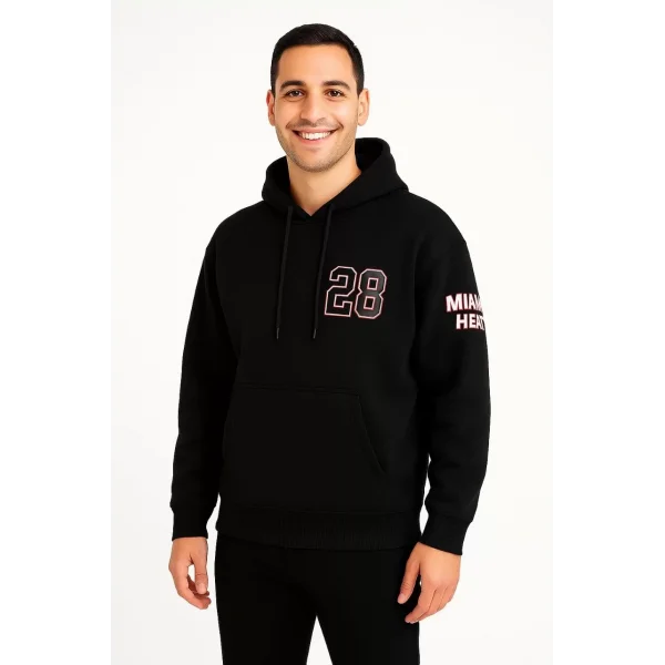 Erkek Kapşonlu Sweatshirt – Oversize Üç İplik Şardonlu Hoodie, “Other Lives” Ön & Arka Baskılı, Kanguru Cepli, Kışlık Rahat Günlük Stil - Siyah