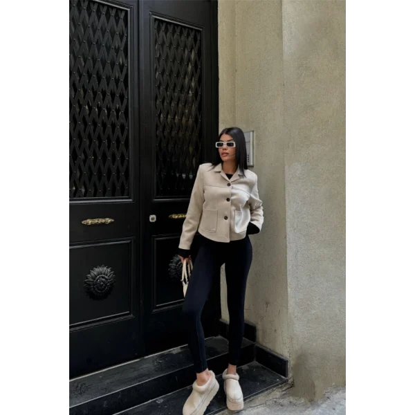 ÜET CROP CEKET CEP DETAYI  Taş