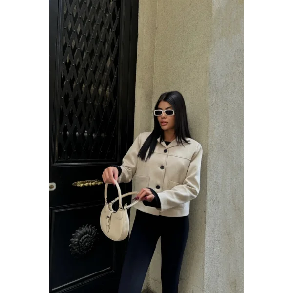 ÜET CROP CEKET CEP DETAYI  Taş