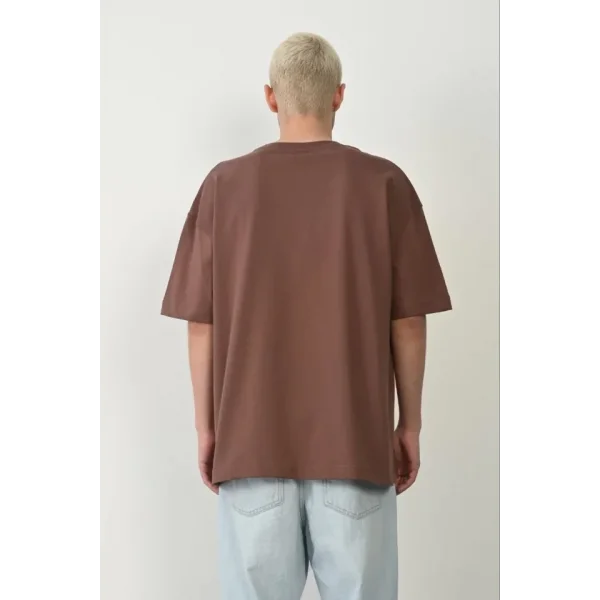 Unisex Basic Bisiklet Yaka Oversize T-Shirt - Mürdüm
