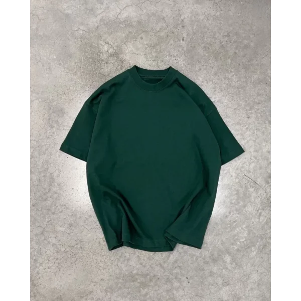 Unisex Basic Bisiklet Yaka Oversize Thirt  Haki