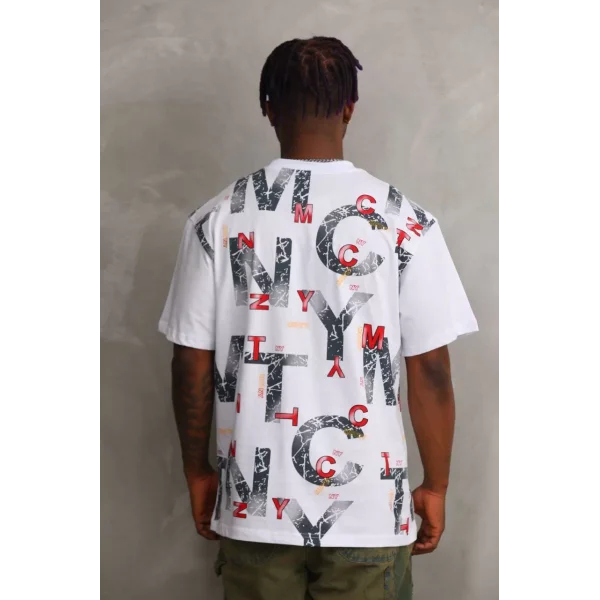 Unisex Baskılı Oversize T-Shirt - Beyaz