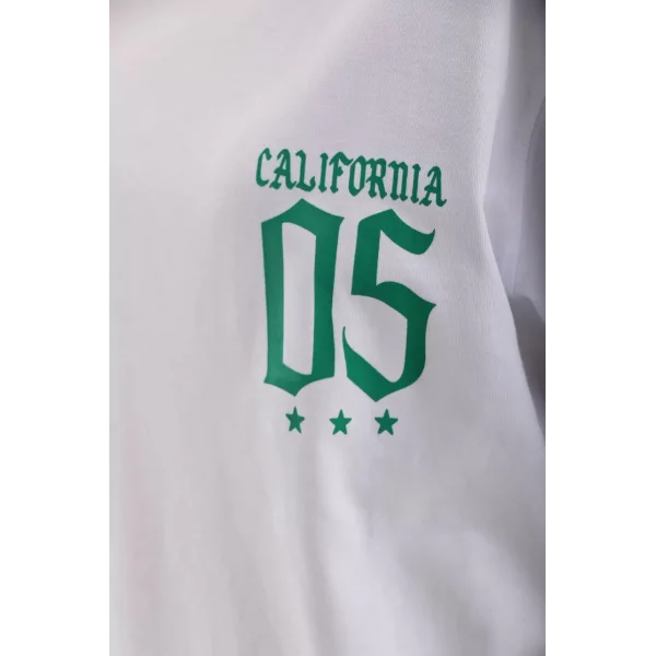 Unisex Baskılı Oversize T-Shirt - Beyaz