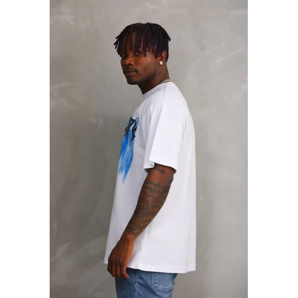 Unisex Baskılı Oversize T-Shirt - Beyaz