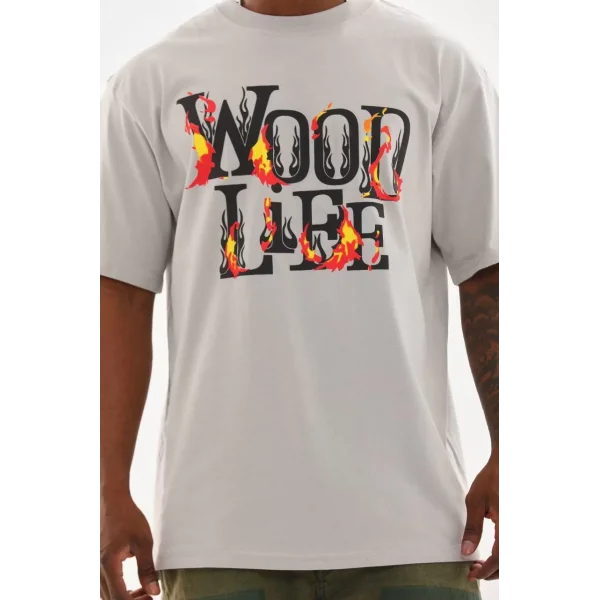 Unisex Baskılı Oversize T-Shirt - Gri