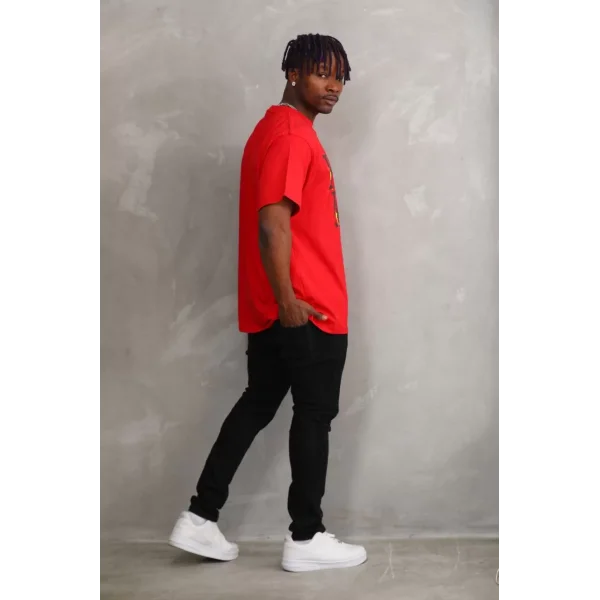 Unisex Baskılı Oversize T-Shirt - Kırmızı