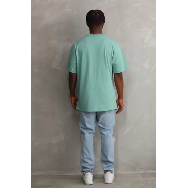 Unisex Baskılı Oversize T-Shirt - Mint Yeşili