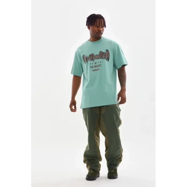 Unisex Baskılı Oversize T-Shirt - Mint Yeşili