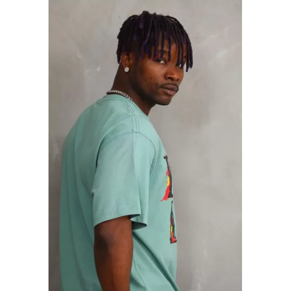 Unisex Baskılı Oversize T-Shirt - Mint Yeşili