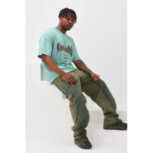 Unisex Baskılı Oversize T-Shirt - Mint Yeşili