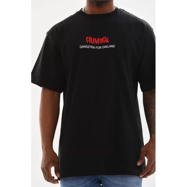 Unisex Baskılı Oversize T-Shirt - Siyah