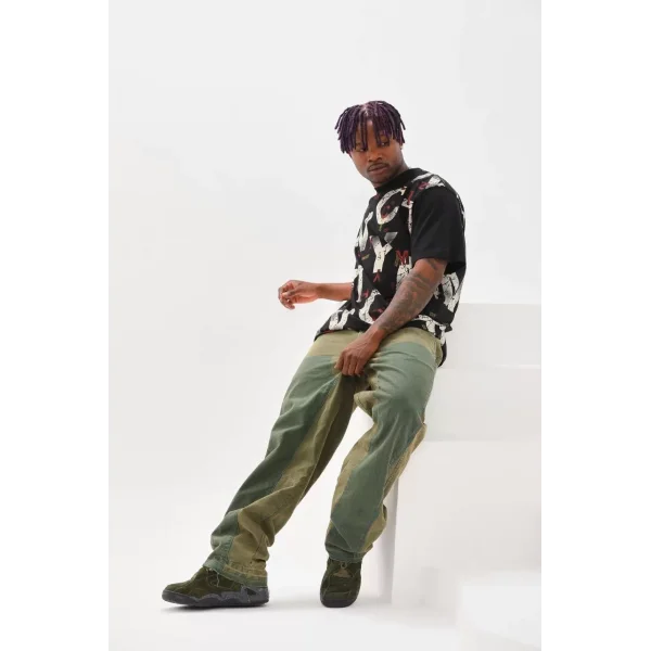 Unisex Baskılı Oversize T-Shirt - Siyah