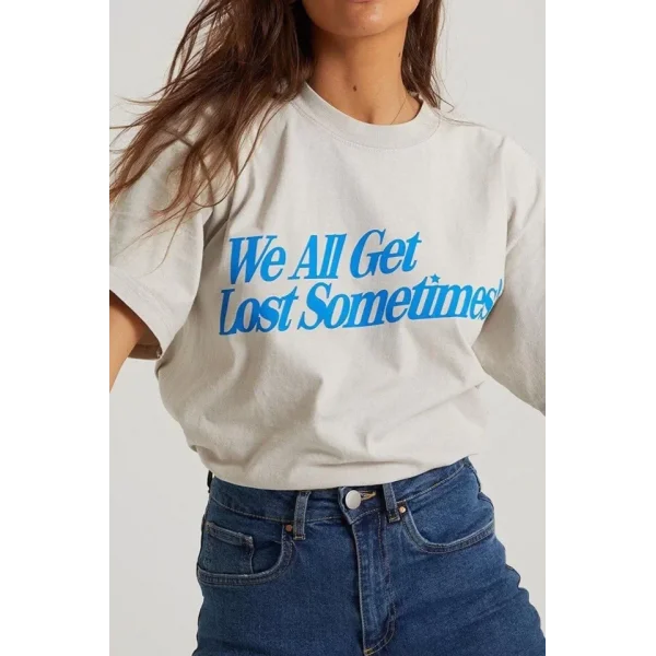 Unisex Baskılı Oversize Thirt  Beyaz