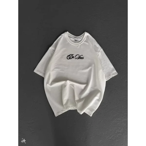 Unisex Baskılı Oversize Thirt  Beyaz