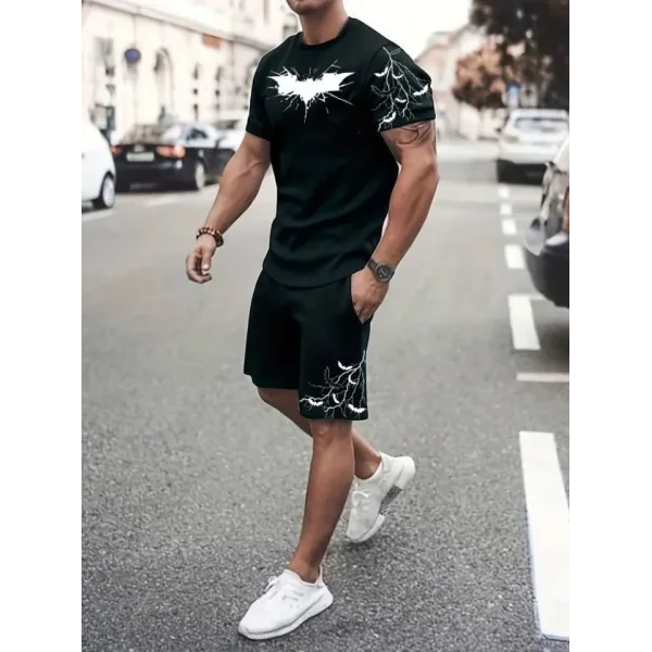 Unisex Baskılı Şortlu Takım - Siyah