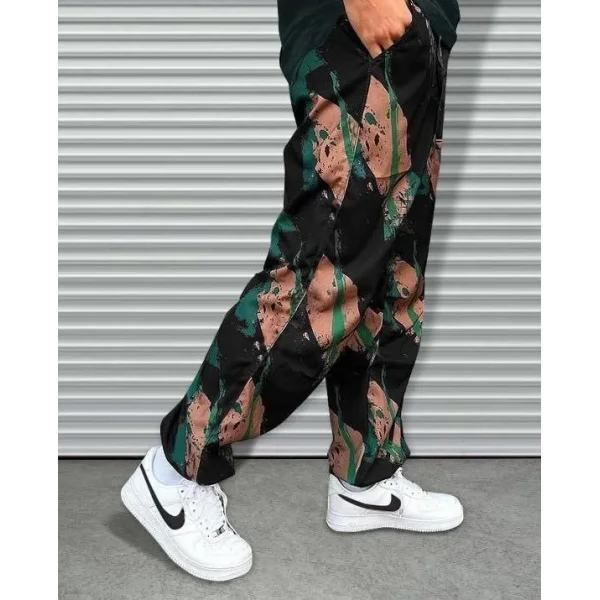 Unisex Beli Lastikli Cepli Paraşüt Pantolon - Siyah