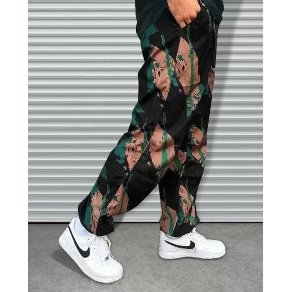 Unisex Beli Lastikli Cepli Paraşüt Pantolon - Siyah