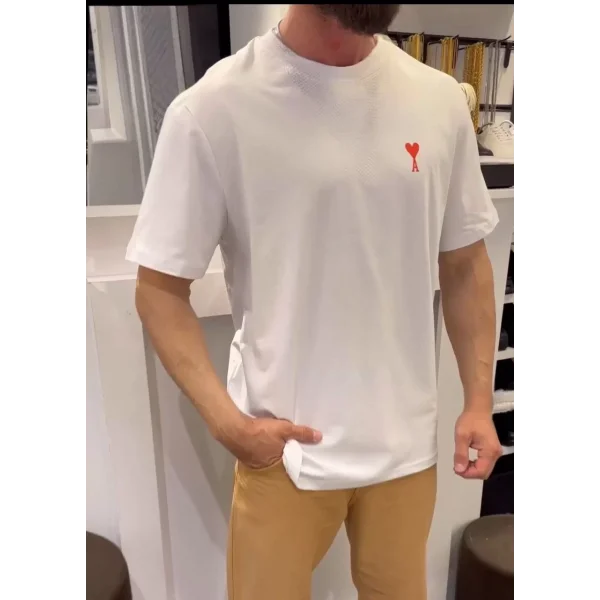 Unisex Bisiklet Yaka Baskılı Oversize T-Shirt - Beyaz