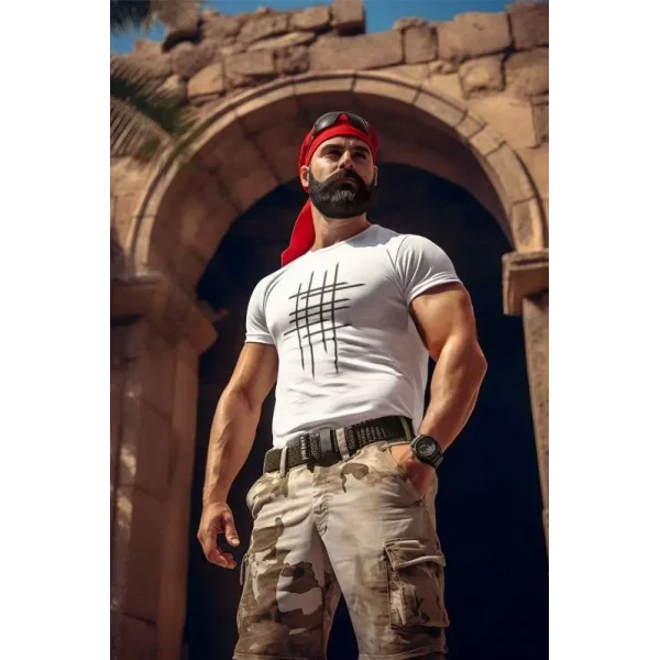 Unisex Bisiklet Yaka Baskılı Oversize T-Shirt - Beyaz