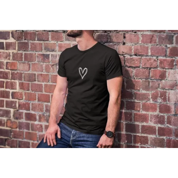 Unisex Bisiklet Yaka Baskılı Oversize T-Shirt - Siyah