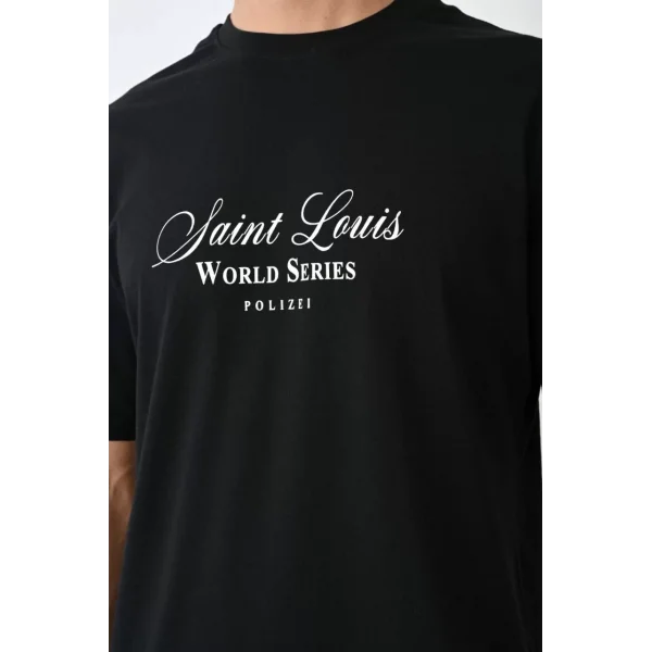 Unisex Bisiklet Yaka Baskılı Oversize T-Shirt - Siyah