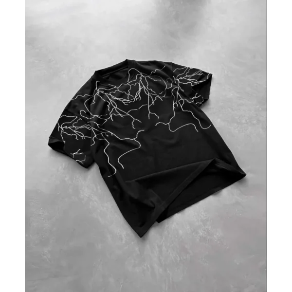 Unisex Bisiklet Yaka Baskılı Oversize Thirt  iyah