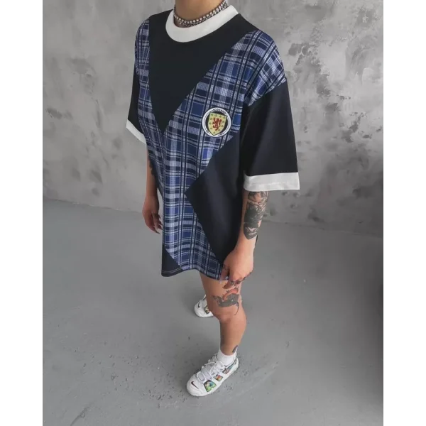 Unisex Bisiklet Yaka Baskılı Oversize Thirt  iyah