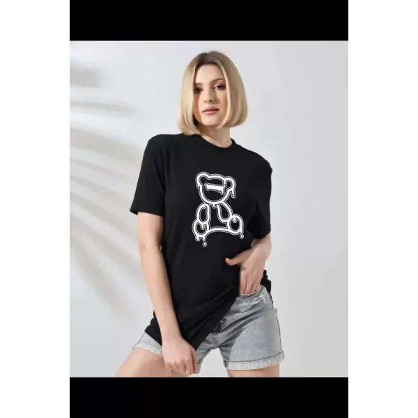 Unisex Bisiklet Yaka Baskılı Thirt  iyah