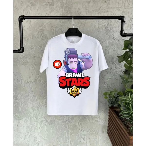 Unisex Bisiklet Yaka Kısa Kol Baskılı Çocuk T-Shirt - Beyaz