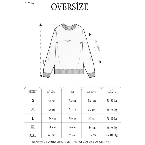 Unisex Bisiklet Yaka Ön Ve Arka Baskılı SweatShirt - Siyah