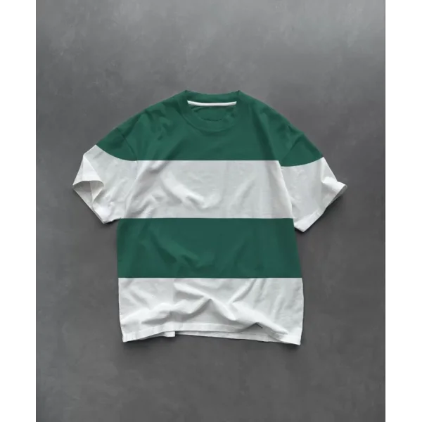 Unisex Bisiklet Yaka Parçalı Thirt  Yeşil