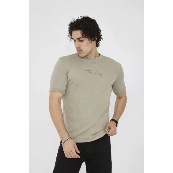 Unisex Bisiklet Yaka Slim Fit T-Shirt- Açık Yeşil