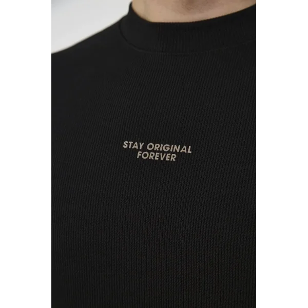 Unisex Bisiklet Yaka Slim fit T-Shirt- Siyah