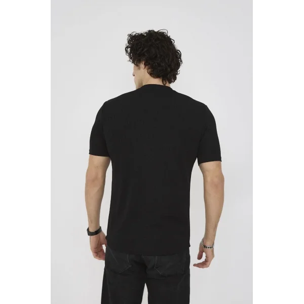 Unisex Bisiklet Yaka Slim fit T-Shirt- Siyah