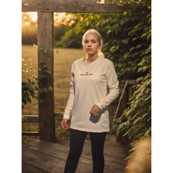 Unisex Bisiklet Yaka Uzun Kollu Thirt  Beyaz