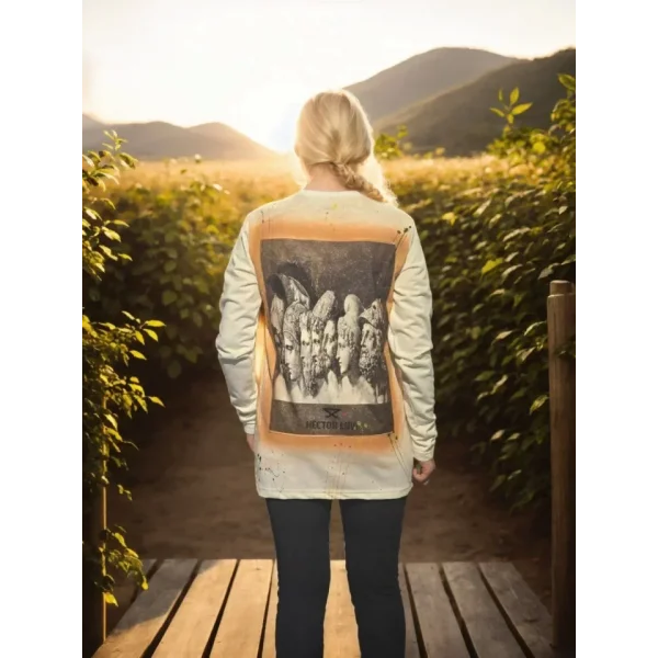 Unisex Bisiklet Yaka Uzun Kollu Thirt  Beyaz