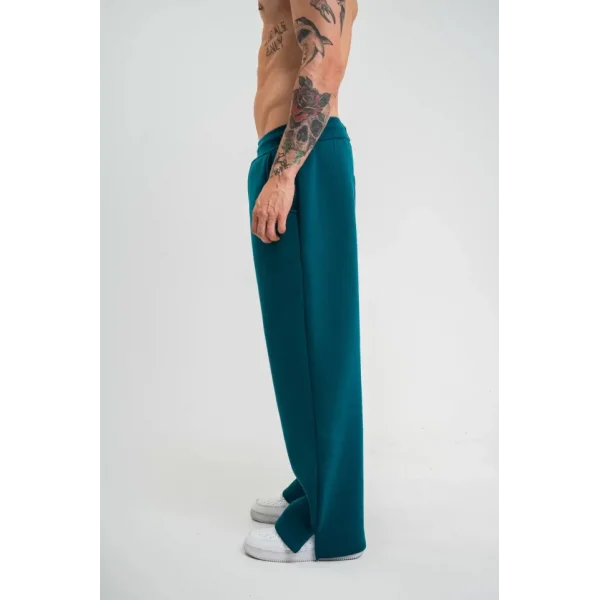 Unisex Boru Paça Baggy Eşofman Pantalon - Koyu Deniz Yeşili