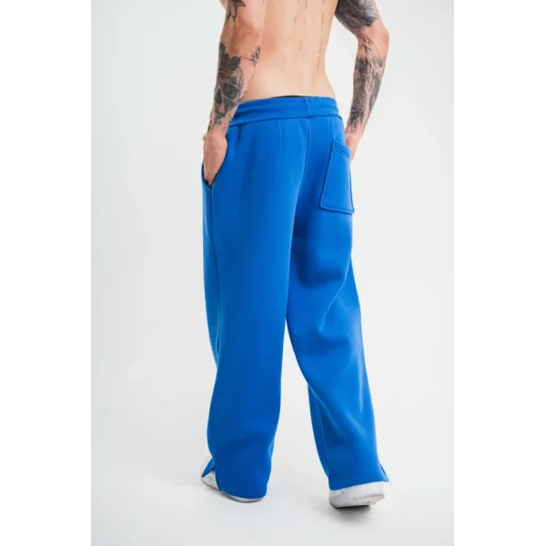 Unisex Boru Paça Baggy Eşofman Pantalon - Mavi