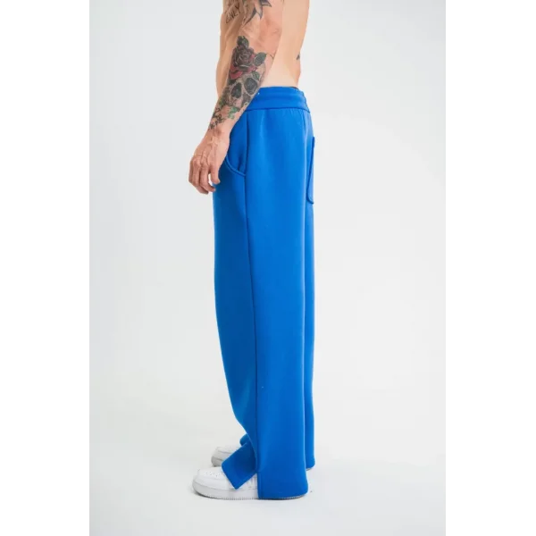 Unisex Boru Paça Baggy Eşofman Pantalon - Mavi