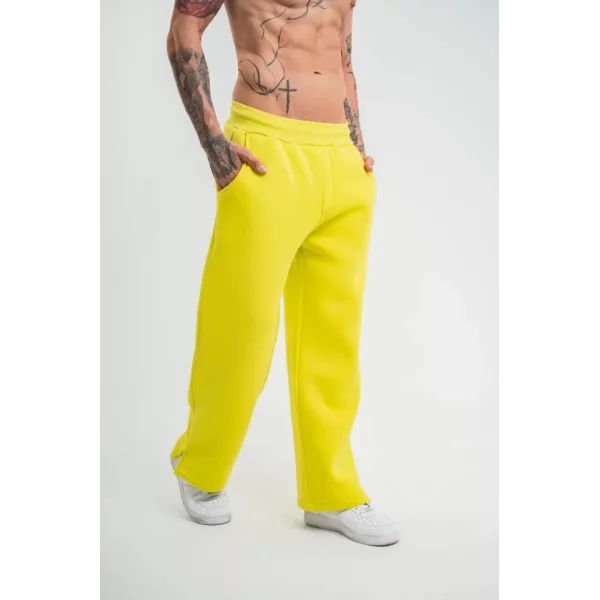 Unisex Boru Paça Baggy Eşofman Pantalon - Sari