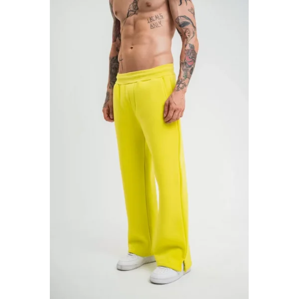 Unisex Boru Paça Baggy Eşofman Pantalon - Sari