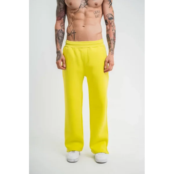 Unisex Boru Paça Baggy Eşofman Pantalon - Sari