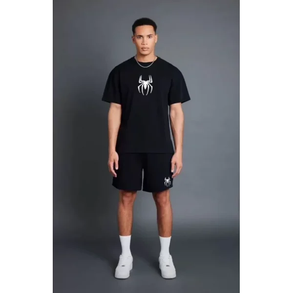 Unisex Cepli Baskılı Şortlu Takım - Siyah