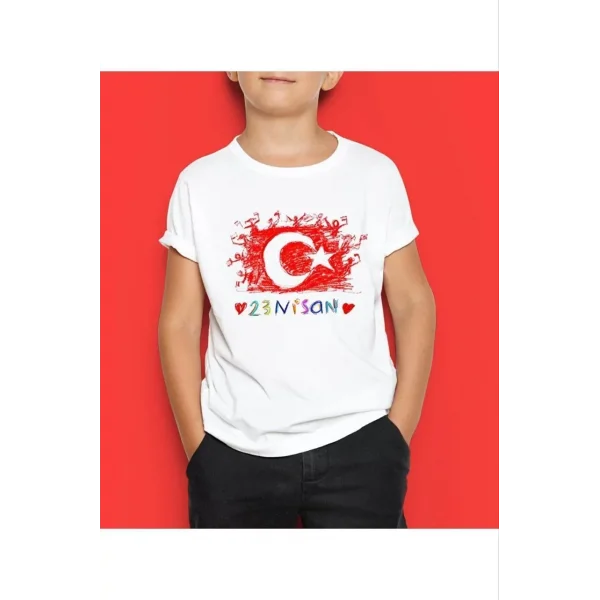 Unisex Çocuk Baskılı T-Shirt - Beyaz