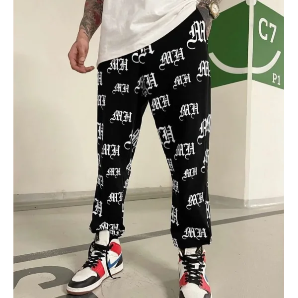 Unisex Dijital Baskılı Eşofman Altı - Siyah