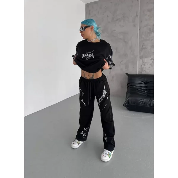 Unisex Dijital Baskılı Eşofman Altı - Siyah